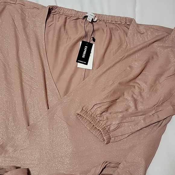 Metallic Tie Front Wrap Blouse - Picture 5 of 6